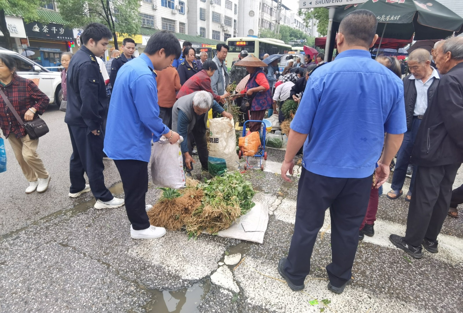 蓝山县城市管理和综合执法局端午节前夕开展规范药草交易文明劝导和宣传活动