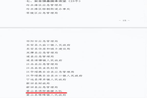 蓝山县消防救援大队荣获永州市“安全强基固本攻坚”先进单位称号